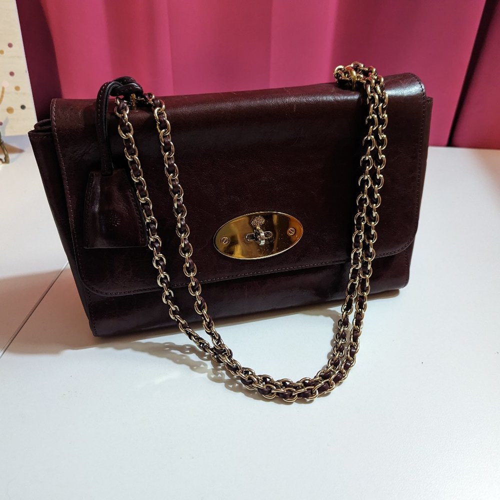 Mulberry Medium Lily in Oxblood Leather Pale Gold Hardware